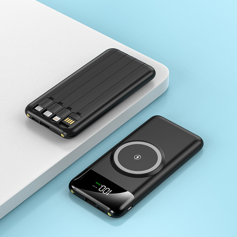 The 20,000 mah power bank with magnetic wireless charging comes with a four-wire portable power bank for fast charging pic 6