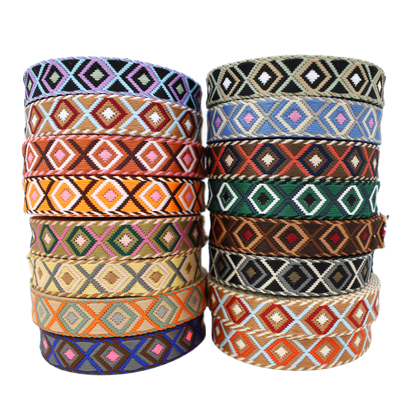 25mm ancho engrosado color étnico encaje jacquard correas maletas y bolsos hervidor de agua correas de teléfono accesorios stock al por mayor Item Picture