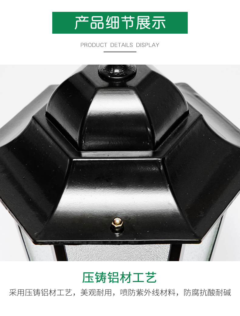 Solar-powered European-style double-head led garden lights, outdoor waterproof, retro garden landscape lights, industrial style, ancient-style street lights pic 8