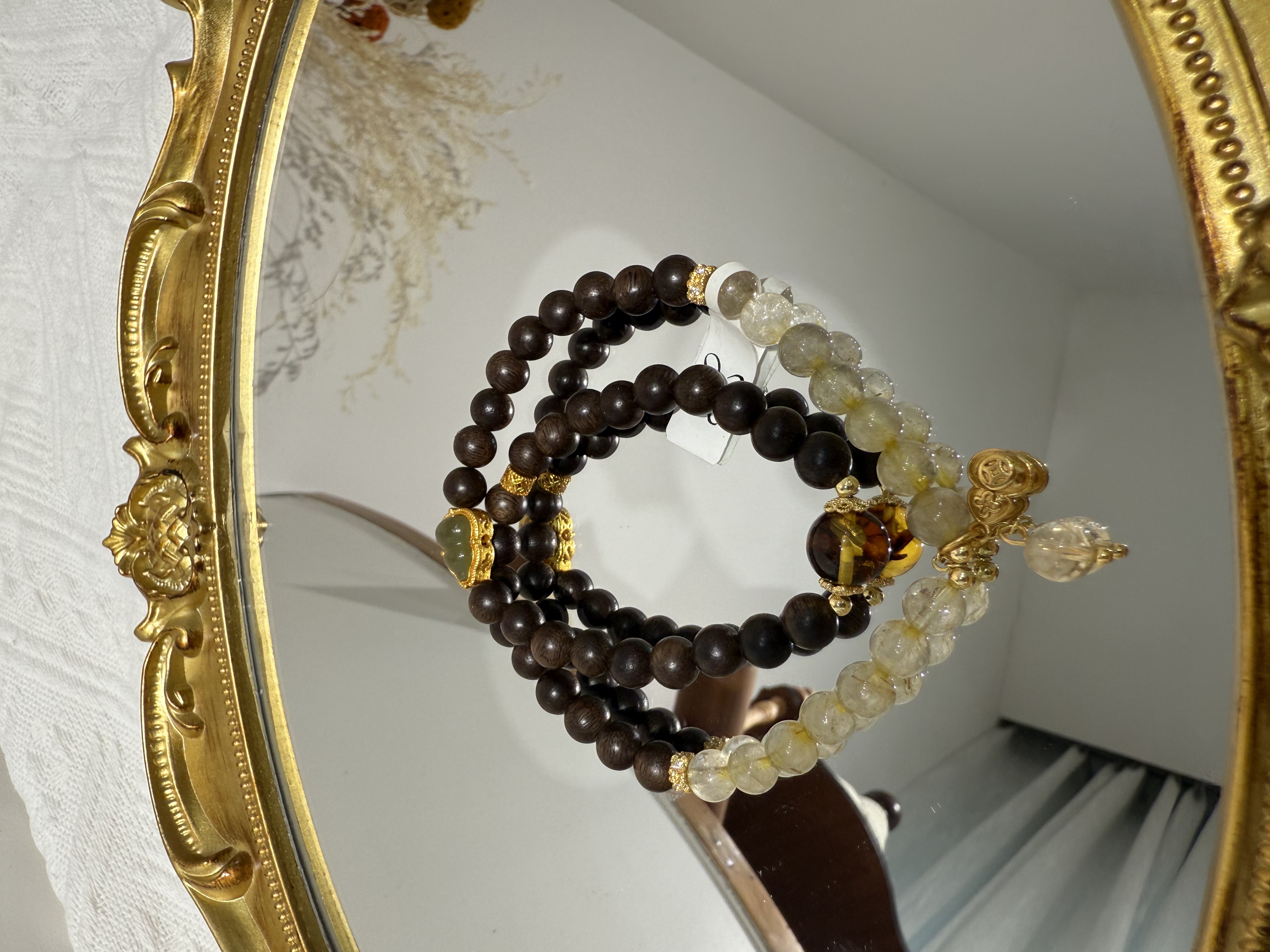 新中式降真香双圈diy手串0.6搭彩色五条经玉石精品男女款手链文玩