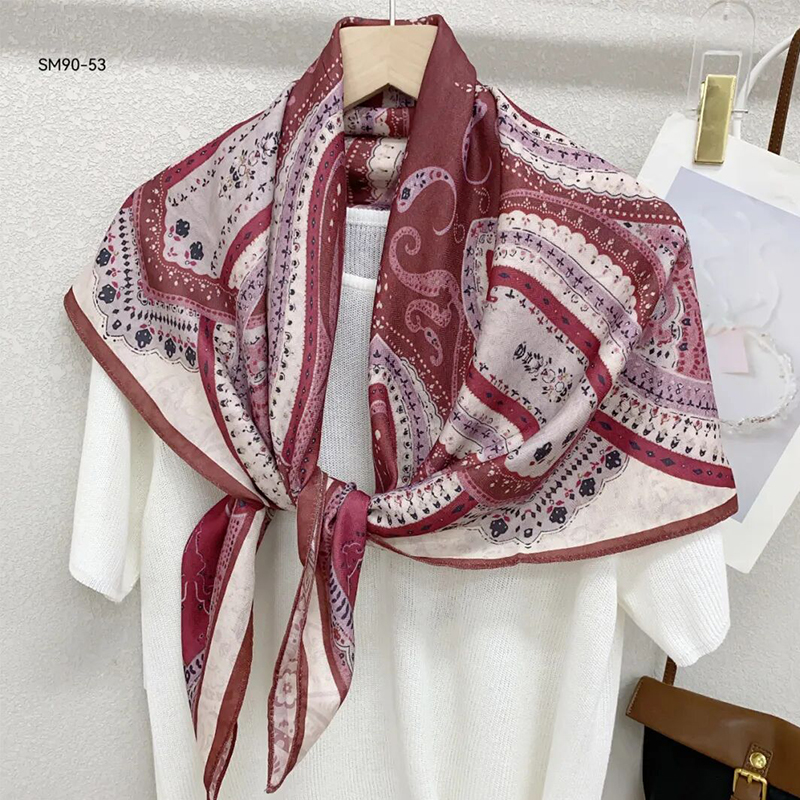 The new silk scarf is a versatile and fashionable printed long shawl for women, a trendy accessory for spring, summer, autumn and winter pic 14