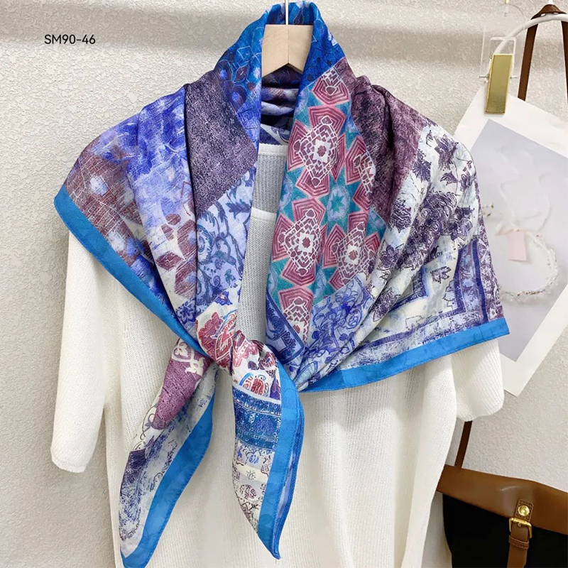 The new silk scarf for women is a versatile and fashionable printed square scarf and shawl, a trendy accessory for spring, summer, autumn and winter pic 5