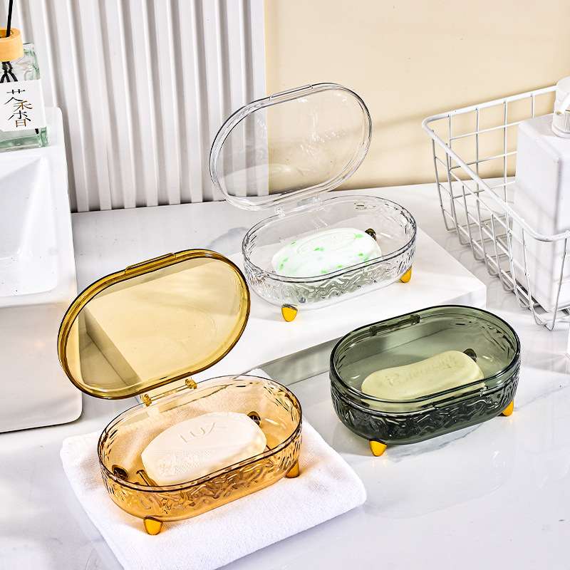 G28-GH-2594 Flip-top soap box, high-end portable soap box with lid and draining water, a storage rack details Picture