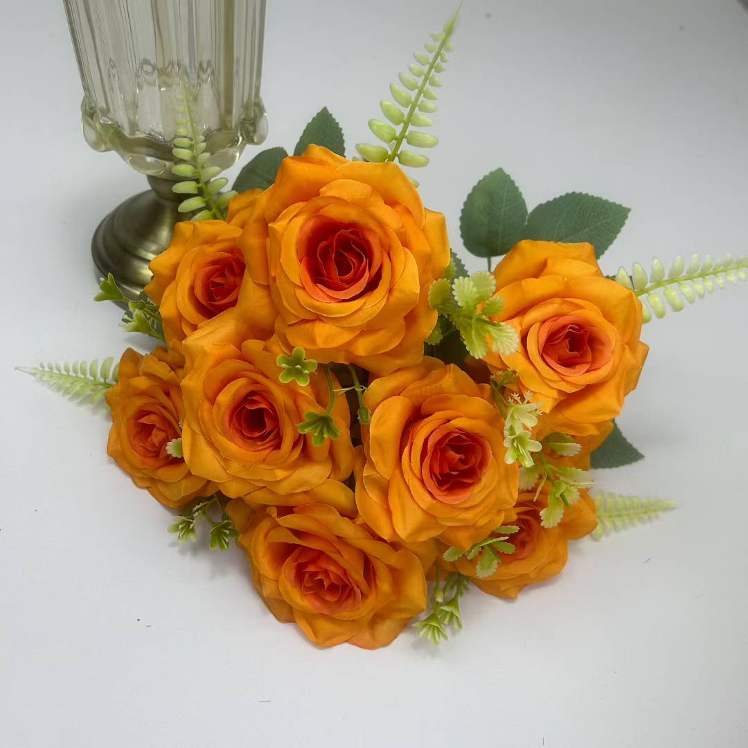 办公文化仿真园艺玫瑰花头肥皂花手捧花单支手工花装饰品玫瑰花头仿真玫瑰单支手捧花肥皂花白底实物图