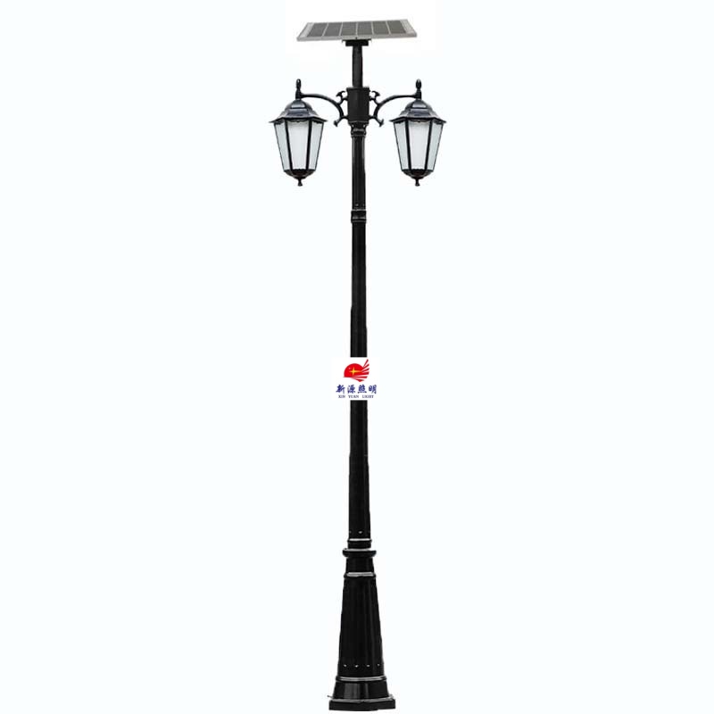 Solar-powered European-style double-head led garden lights, outdoor waterproof, retro garden landscape lights, industrial style, ancient-style street lights Specification image