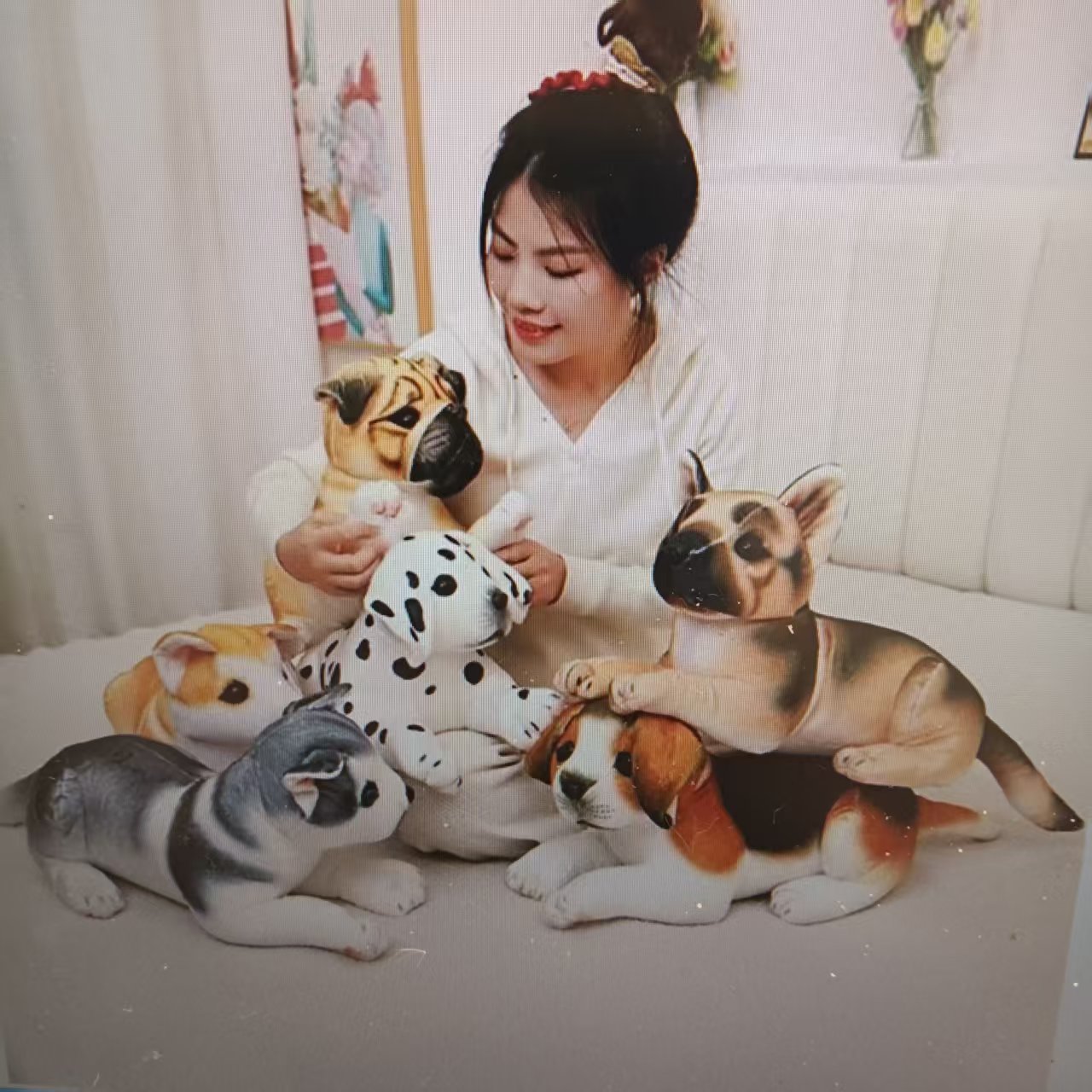 Cute simulation puppy plush toys, dog dolls, children's sleeping pillows, cloth dolls, random gifts for girls