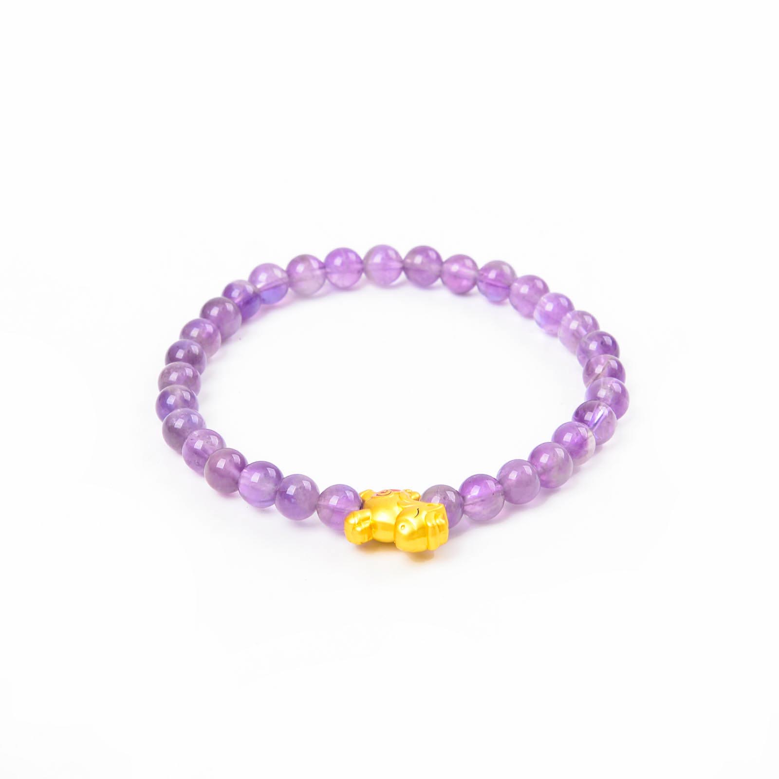 天然石手串女紫水晶马年招财手链生日中秋节礼物送女生