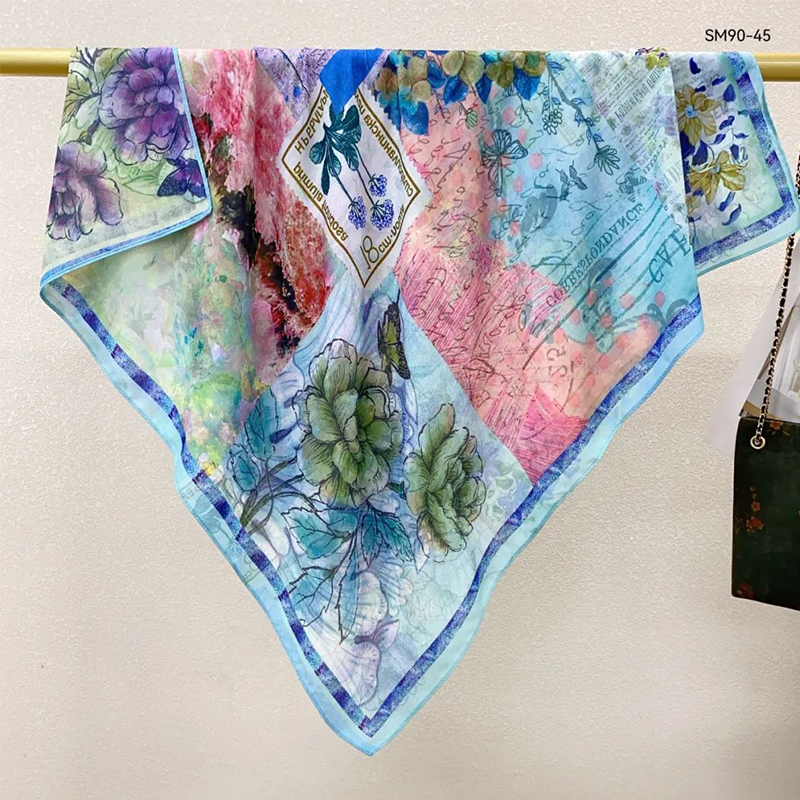 The new silk scarf for women is a versatile and fashionable printed square scarf and shawl, a trendy accessory for spring, summer, autumn and winter pic 7
