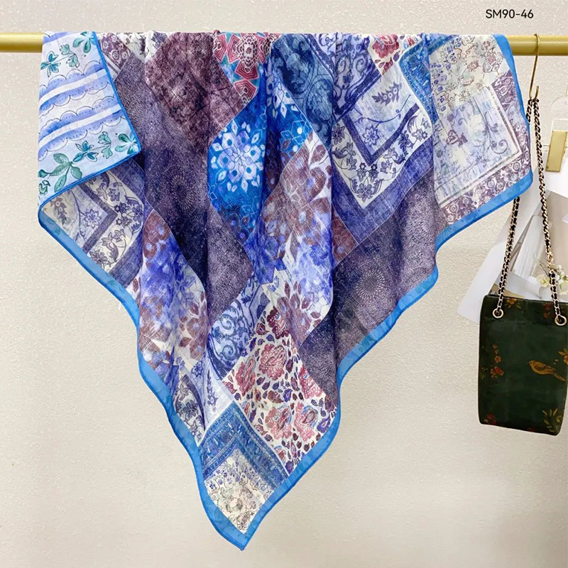 The new silk scarf for women is a versatile and fashionable printed square scarf and shawl, a trendy accessory for spring, summer, autumn and winter pic 4