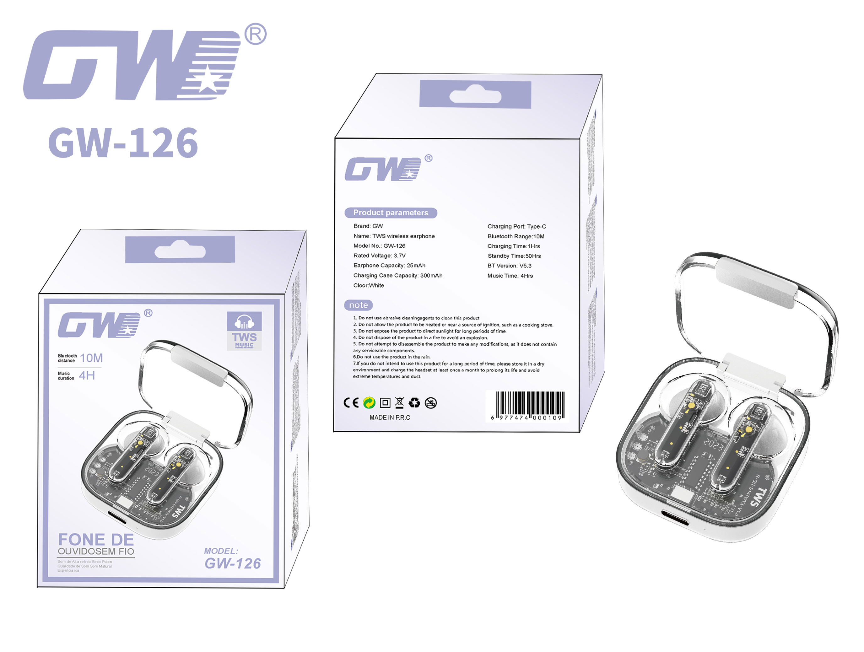 Innovative Transparent Technology Visual Mini Wireless In-Ear Noise-Cancelling Long-Lasting Bluetooth Headphones, Direct Supply From The Manufacturer
