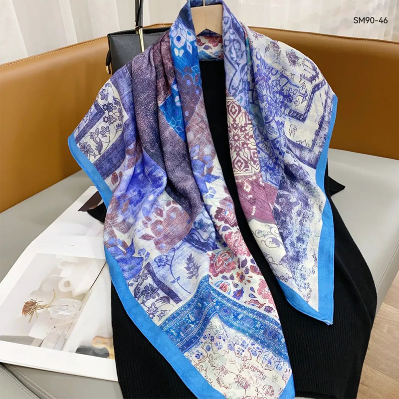 The new silk scarf for women is a versatile and fashionable printed square scarf and shawl, a trendy accessory for spring, summer, autumn and winter pic 6
