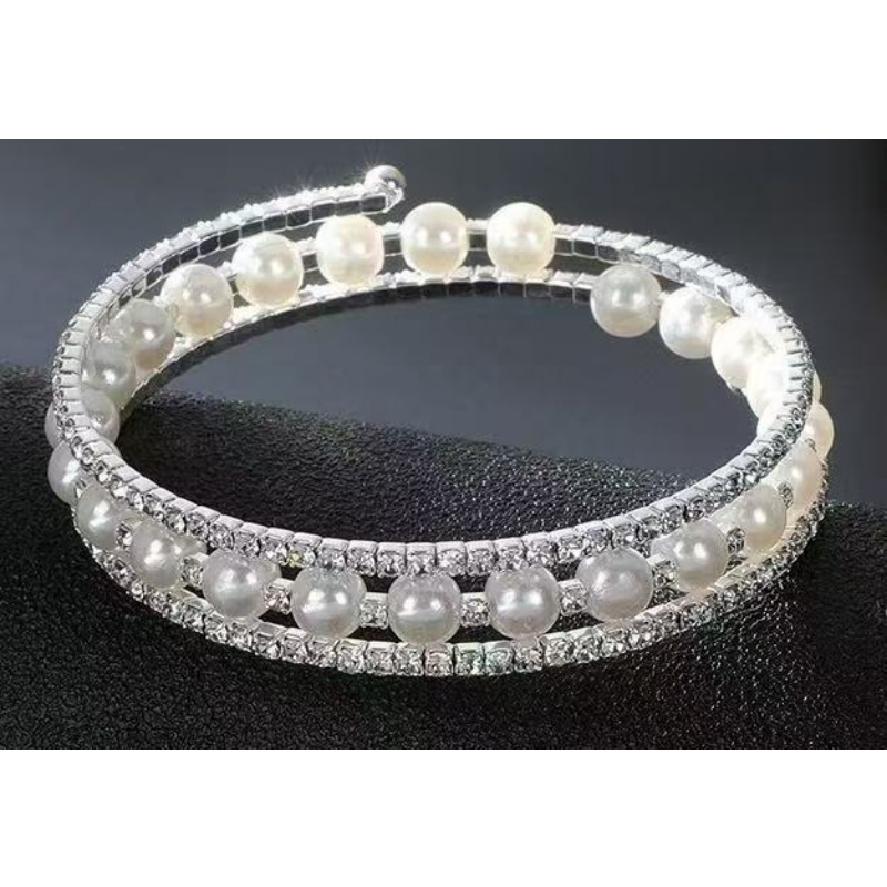 网球手镯珍珠多层手镯缠绕手环多排珍珠水钻手环外贸跨境厂家直销