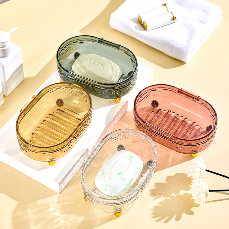 G28-GH-2594 Flip-top soap box, high-end portable soap box with lid and draining water, a storage rack