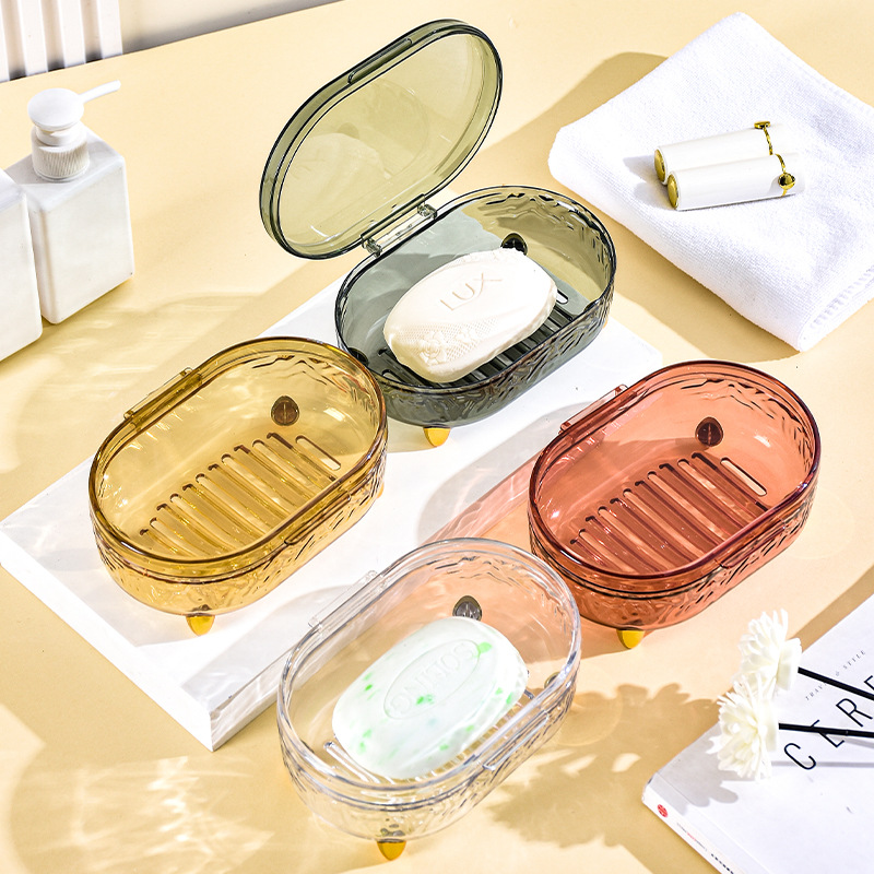 G28-GH-2594 Flip-top soap box, high-end portable soap box with lid and draining water, a storage rack Specification image