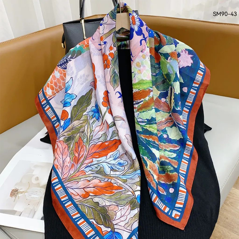 The new silk scarf for women is a versatile and fashionable printed square scarf and shawl, a trendy accessory for spring, summer, autumn and winter pic 15