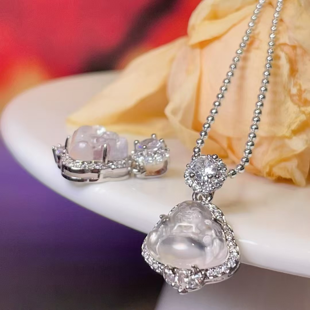 水沫玉锆石佛公吊坠diy饰品配件水晶配件古法沙金配件铜镀真金高保色