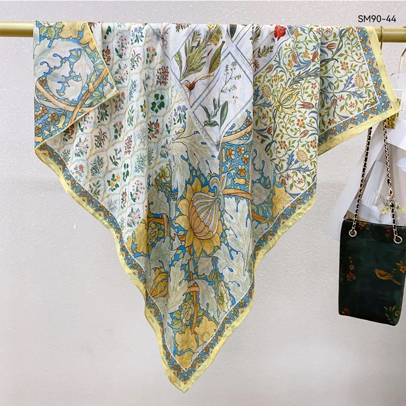 The new silk scarf for women is a versatile and fashionable printed square scarf and shawl, a trendy accessory for spring, summer, autumn and winter pic 10