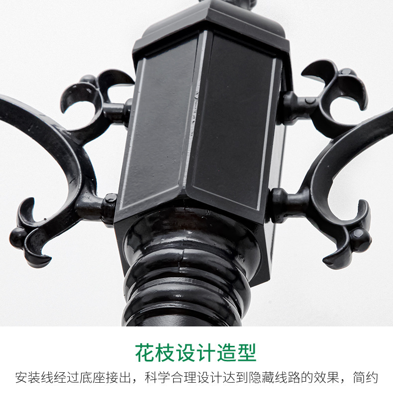 Solar-powered European-style double-head led garden lights, outdoor waterproof, retro garden landscape lights, industrial style, ancient-style street lights pic 10