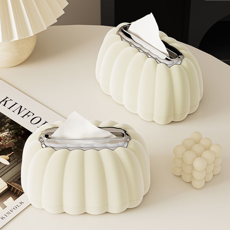 G42-A82 Pumpkin Spring Tissue Box, Creative Tissue box, simple cream-style flocked tissue box for office and living room details Picture