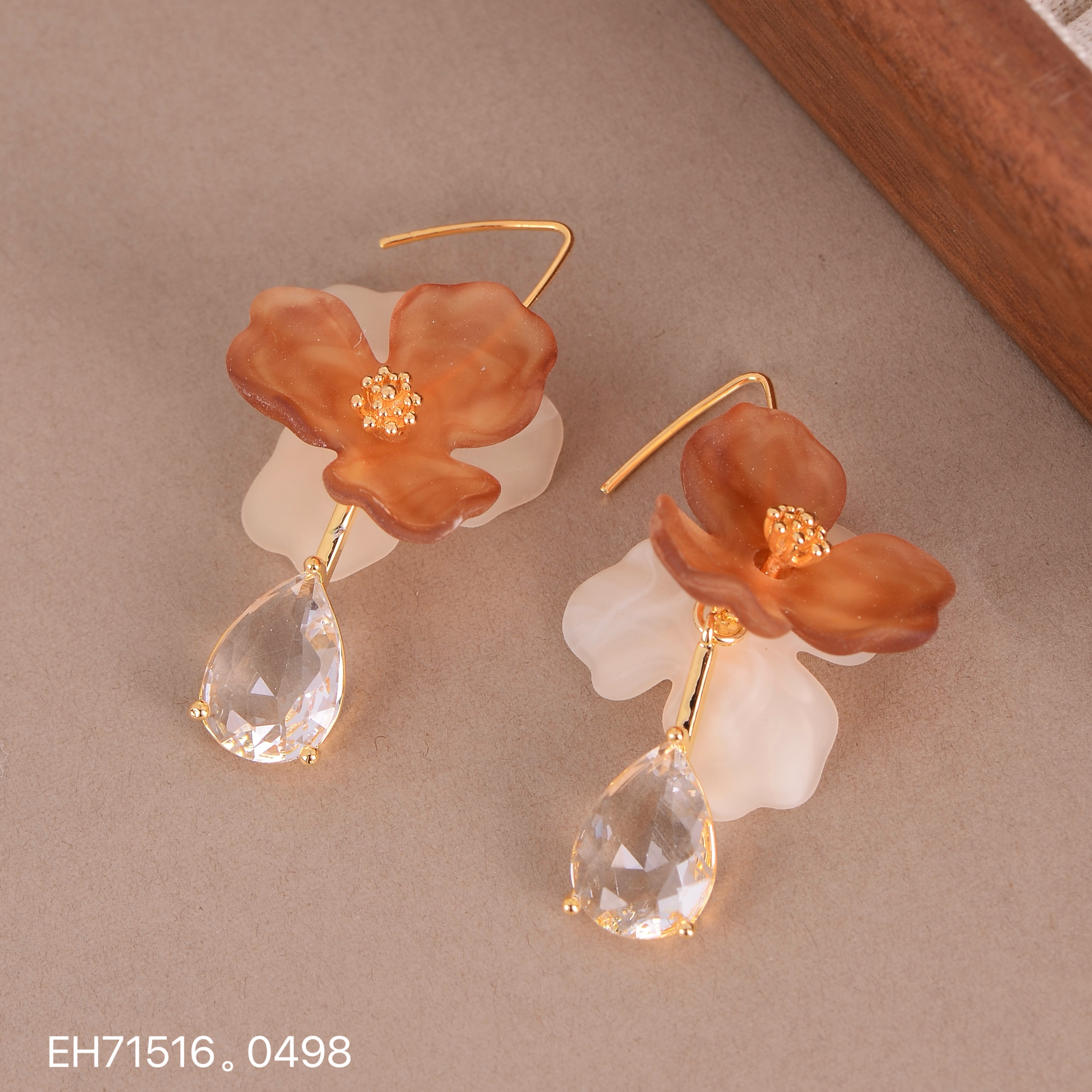 波西米亚复古花朵撞色耳环女适合海边度假风的耳坠小众设计感耳饰