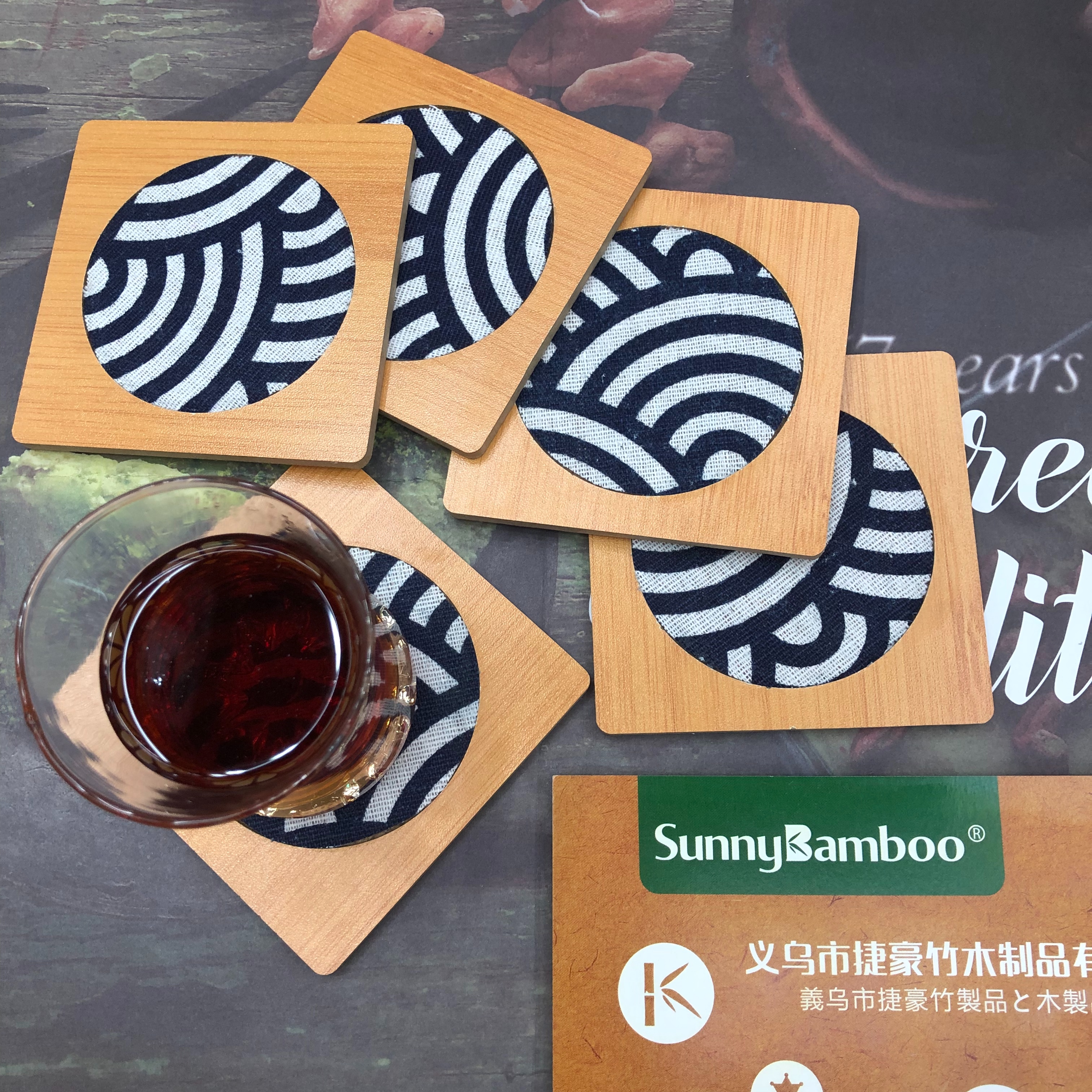 【 Jiehao Bamboo and Wood 】 Daily necessities placemats, coasters, Japanese-style wooden coaster sets, creative anti-slip and heat-insulating pads, home coffee cups, teacup coasters, table heat protection decorative small items, Ins-style tea set accessories details Picture