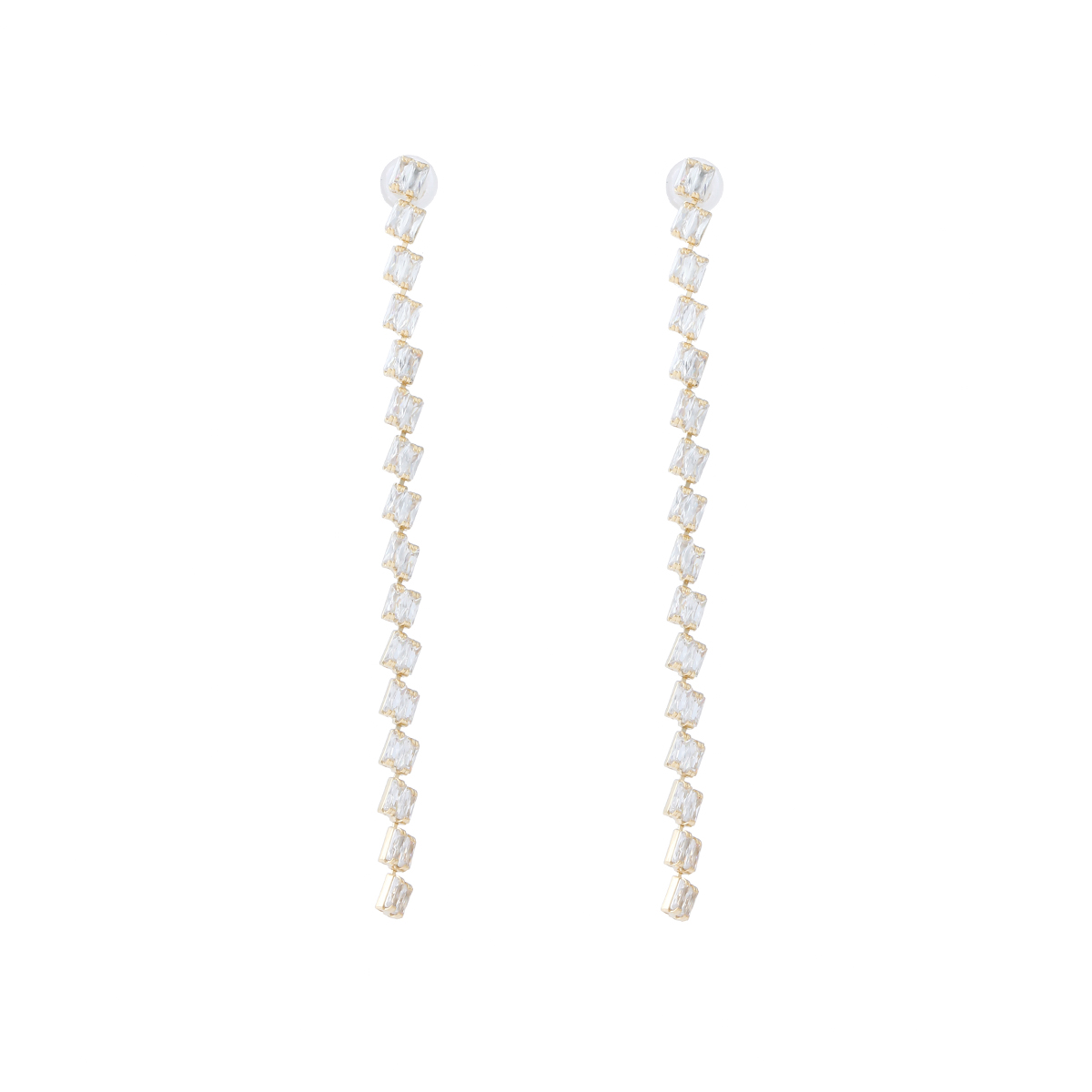 Xuhui brand exquisite and light luxury copper plated with real gold and zircon inlaid 925 silver needle, super long and luxurious design fashionable stud earrings Application Scenario