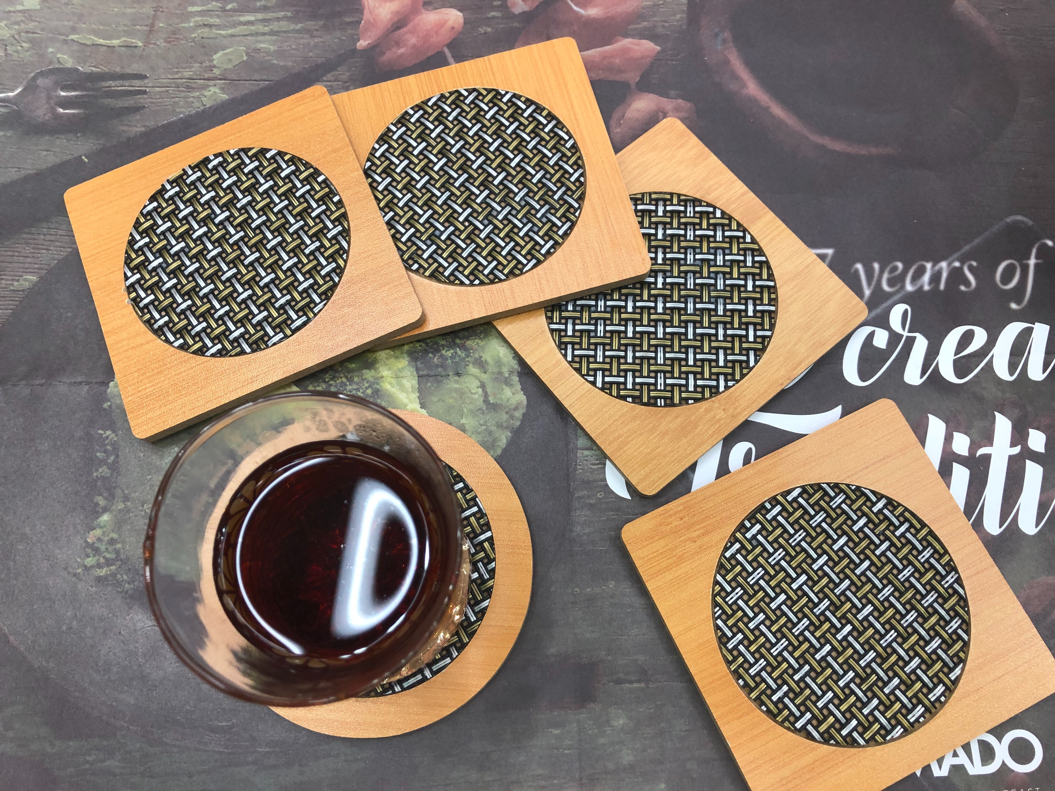 【 Jiehao Bamboo and Wood 】 Daily necessities placemats, coasters, Japanese-style wooden coaster sets, creative anti-slip and heat-insulating pads, home coffee cups, teacup coasters, table heat protection decorative small items, Ins-style tea set accessories Specification image