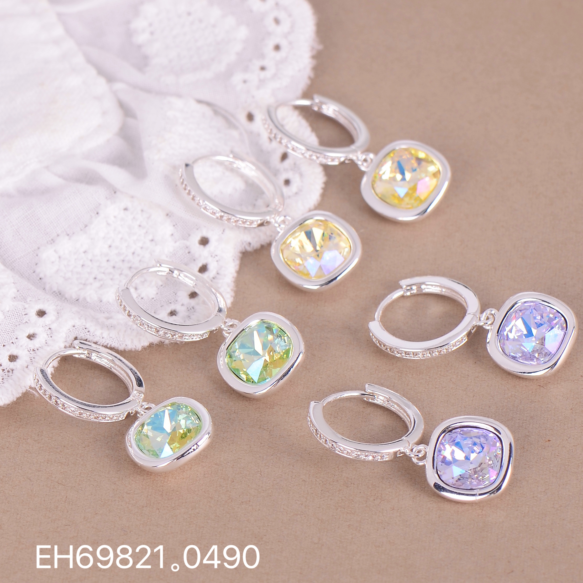 新款清新风双圆镶大锆石耳钉小众高级感铜镀甜美公主风女