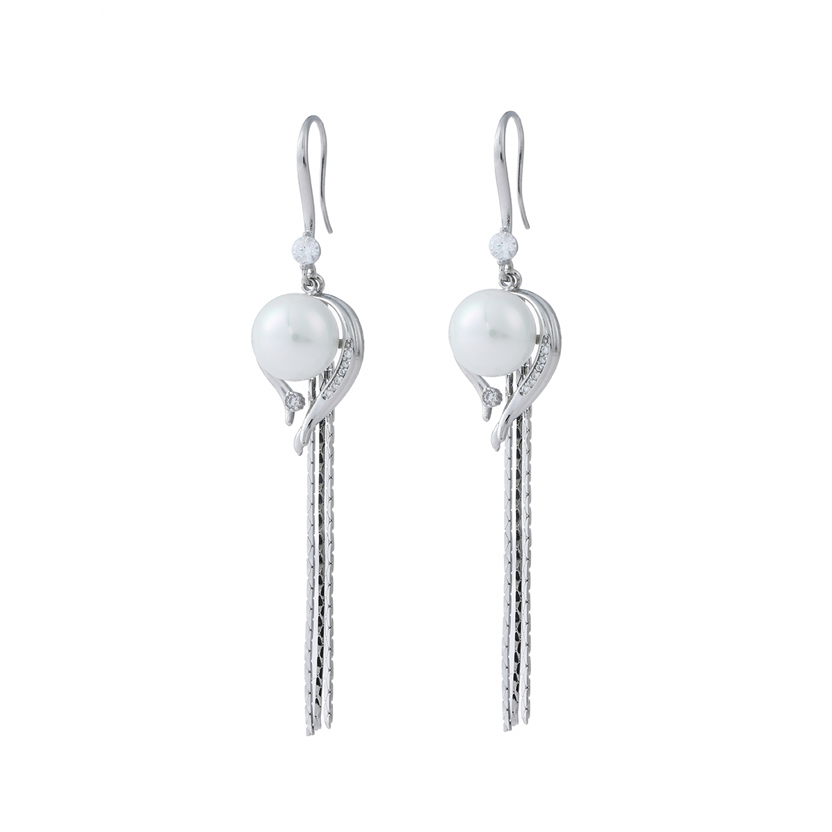 Xuhui brand exquisite and light luxury copper plated with real gold, zircon inlaid 925 silver needle beaded, super fairy tassel design stud earrings Item Picture
