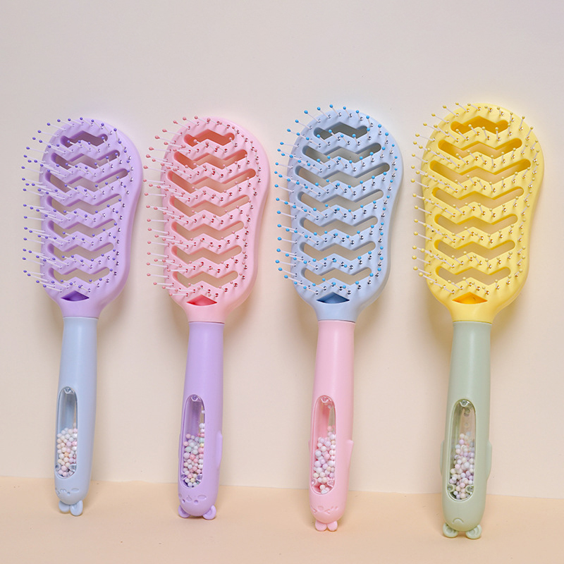 Macaron color series colorful massage comb, student straight and smooth hair cushion comb, girls' styling comb, portable hair care comb details Picture
