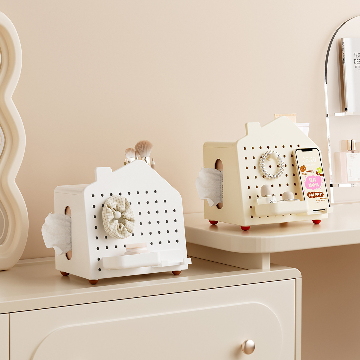 J192-JLG2503101 Pegboard Storage Box, Desktop multi-functional Tissue box details Picture