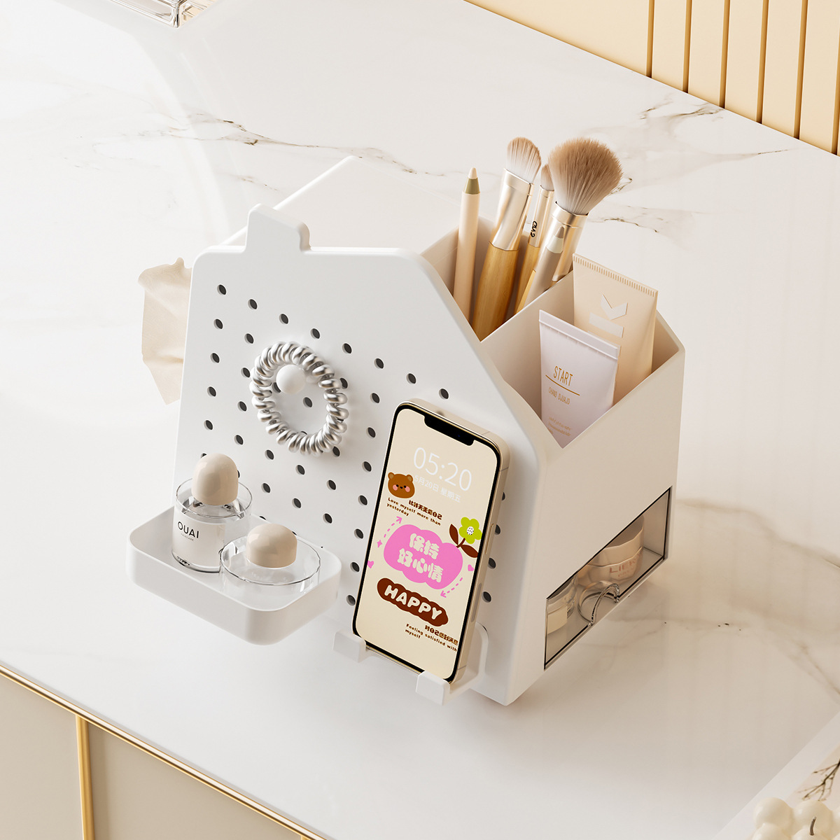 J192-JLG2503101 Pegboard Storage Box, Desktop multi-functional Tissue box Specification image