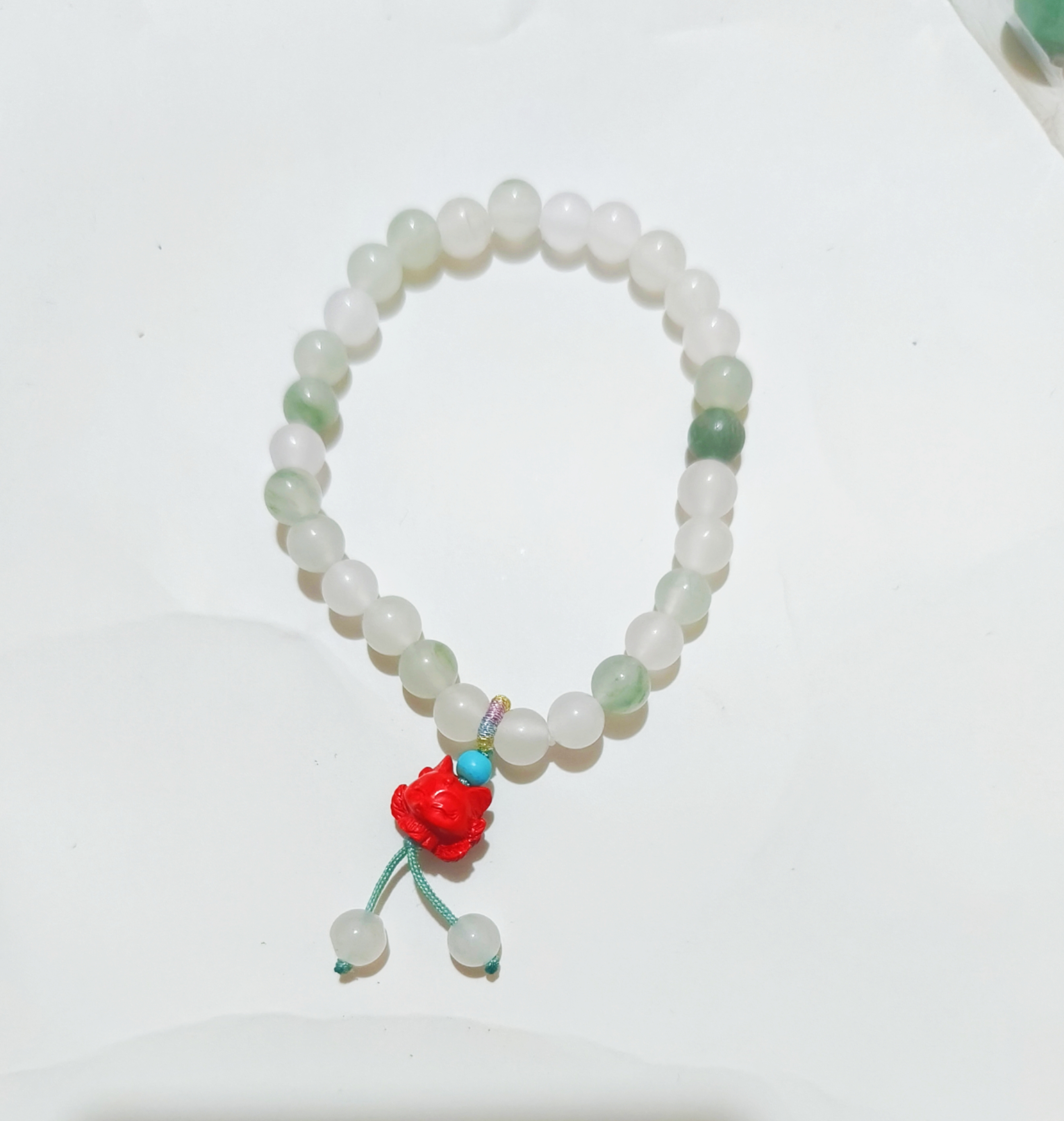 新中式天然玉石朱砂招财猫穗手串