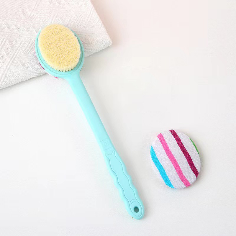 Bath brush, bath brush, silicone scrubbing and bathing, silicone one-piece long-handled massager, multi-purpose long-handled brush details Picture