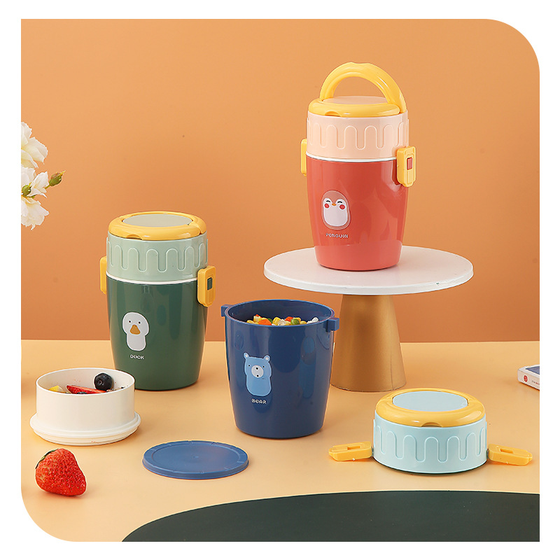 J35-2514A Japanese-style double-sealed portable lunch box, microwave-safe, compartment-sealed plastic lunch box