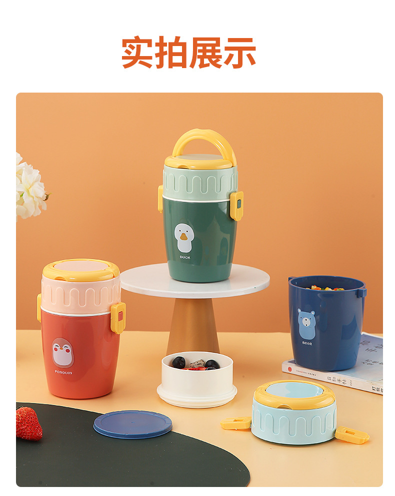 J35-2514A Japanese-style double-sealed portable lunch box, microwave-safe, compartment-sealed plastic lunch box detail image 9