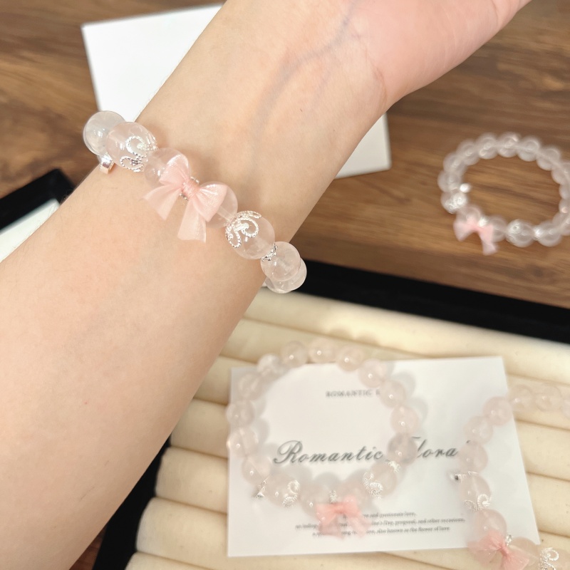 天然桃花水晶手链蝴蝶时尚百搭设计感手串批发草莓晶