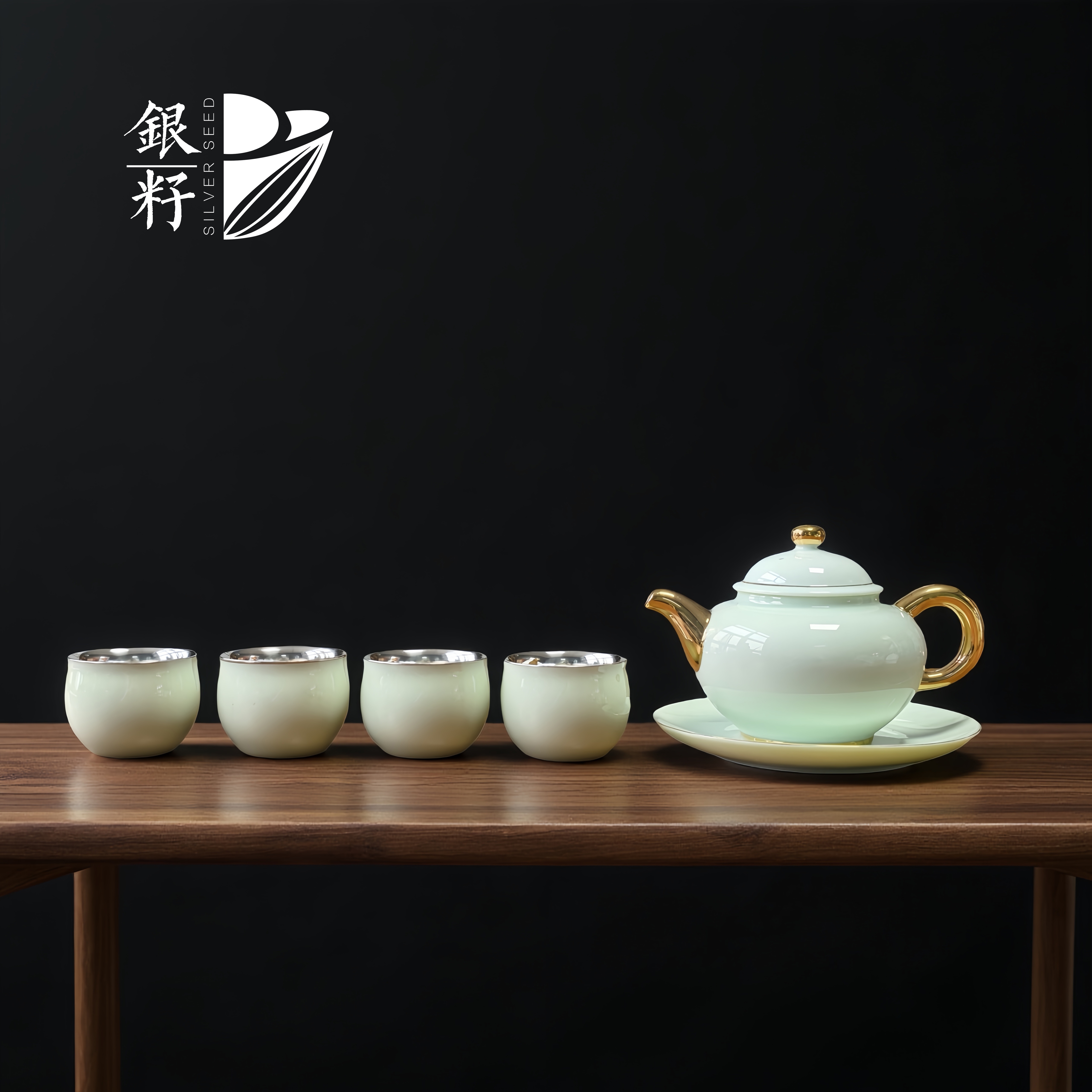 金口玉言银杯功夫茶具小茶杯开片品茗杯一壶四杯