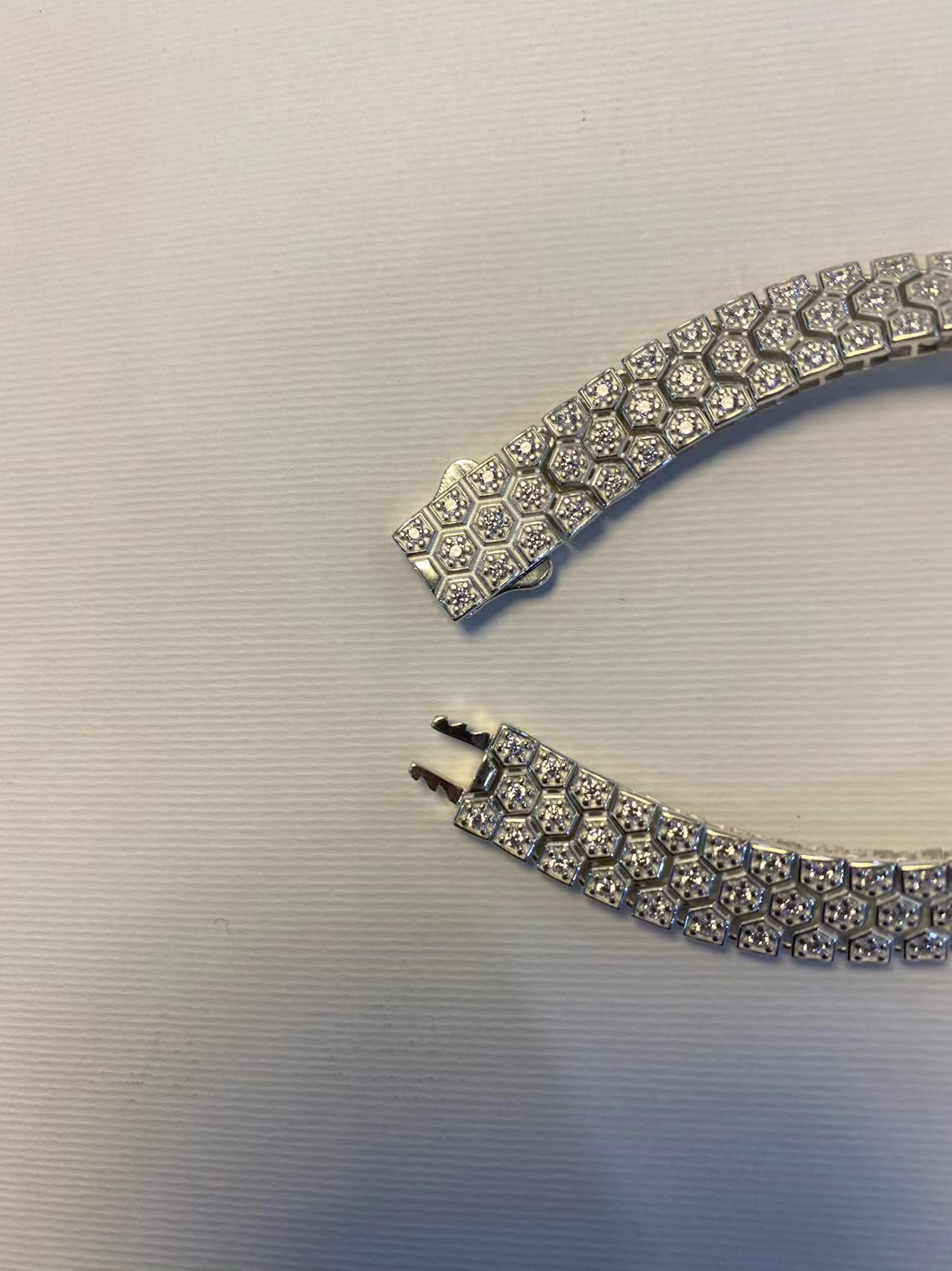 隐藏扣满钻莫桑石手链男女情侣款S925纯银闪简约潮轻奢气质