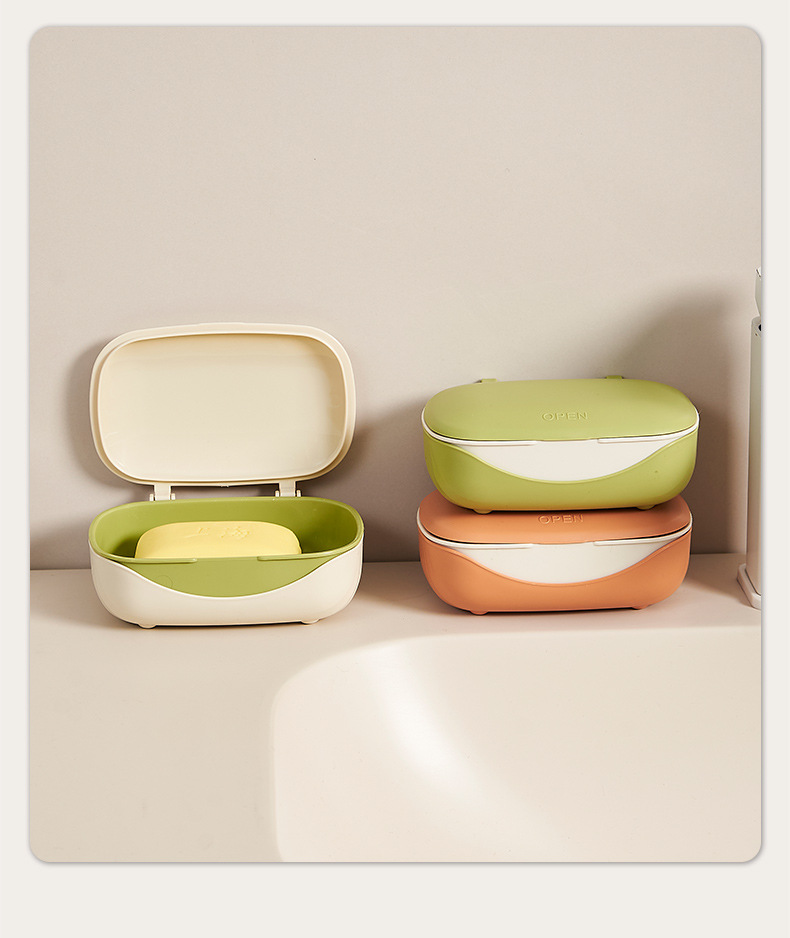 W80-875 Flip-top soap box, bathroom and toilet draining soap box, portable travel soap storage Specification image