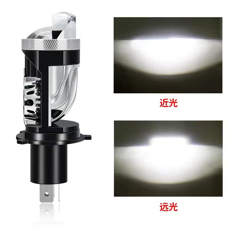 Motorcycle LED lens lamp H4 high and low beam integrated lamp, through-hole high-brightness spotlight, spotlight, fisheye lamp, South American model details Picture