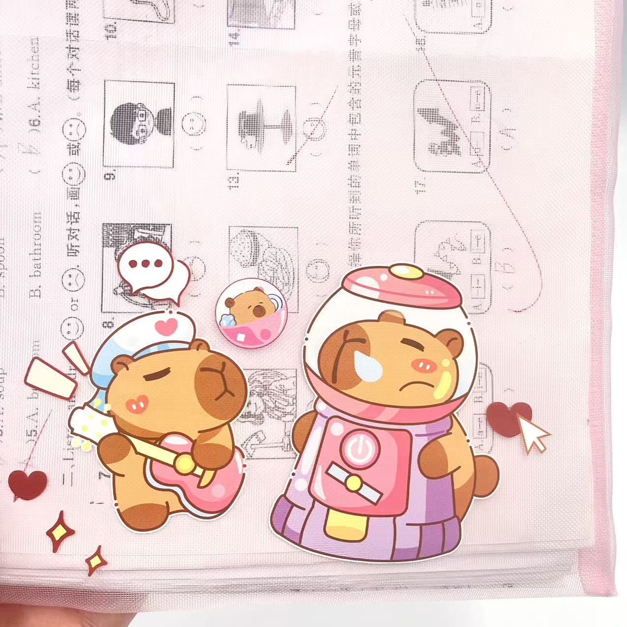 A5 zipper bag, cartoon printed mesh bag, student stationery bag, homework test paper bag, office materials bag pic 5