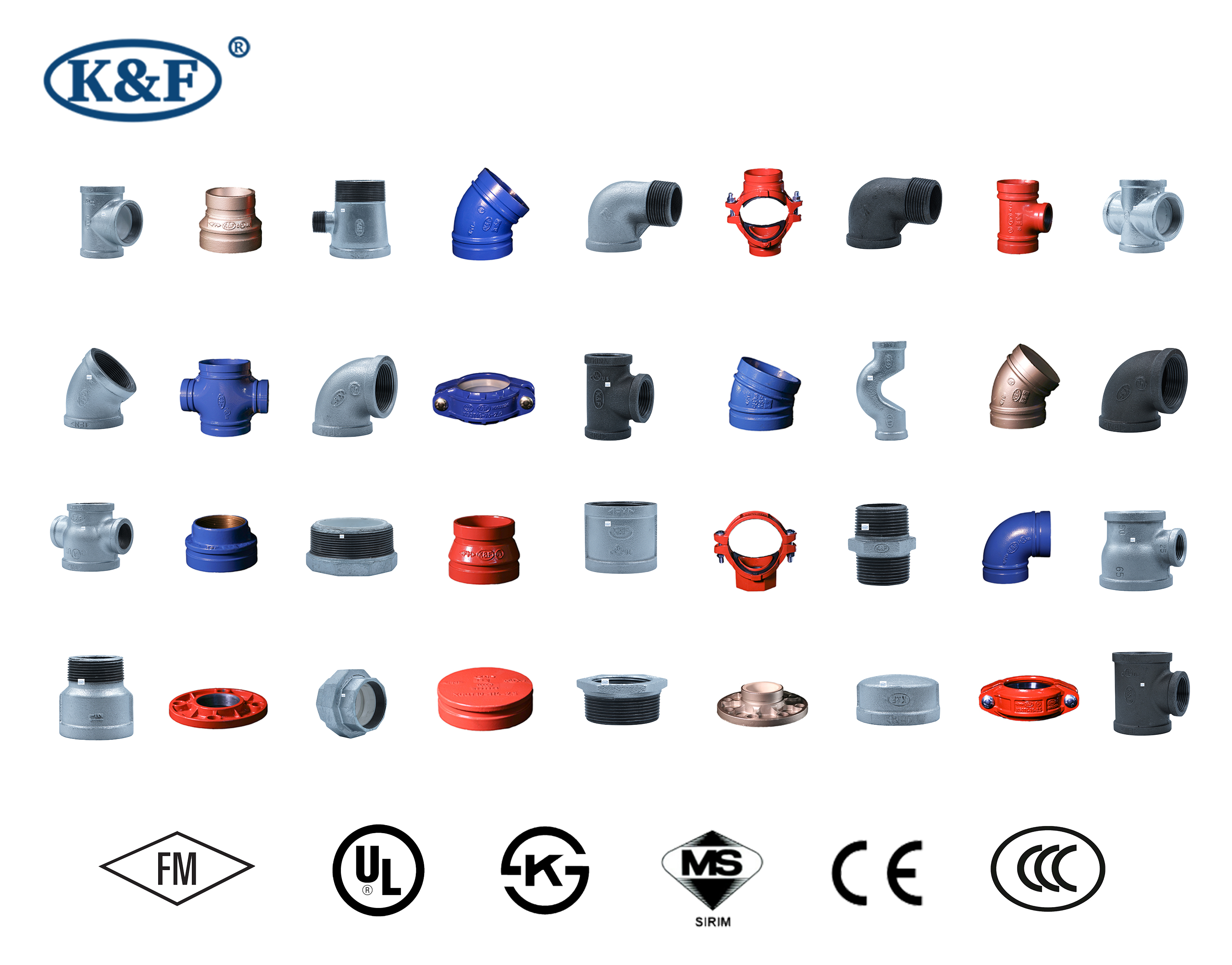 卡耐夫 玛钢管件 镀锌管件 沟槽管件 管件 黑件 热镀锌 冷镀锌  镀锌 无边堵头白底实物图