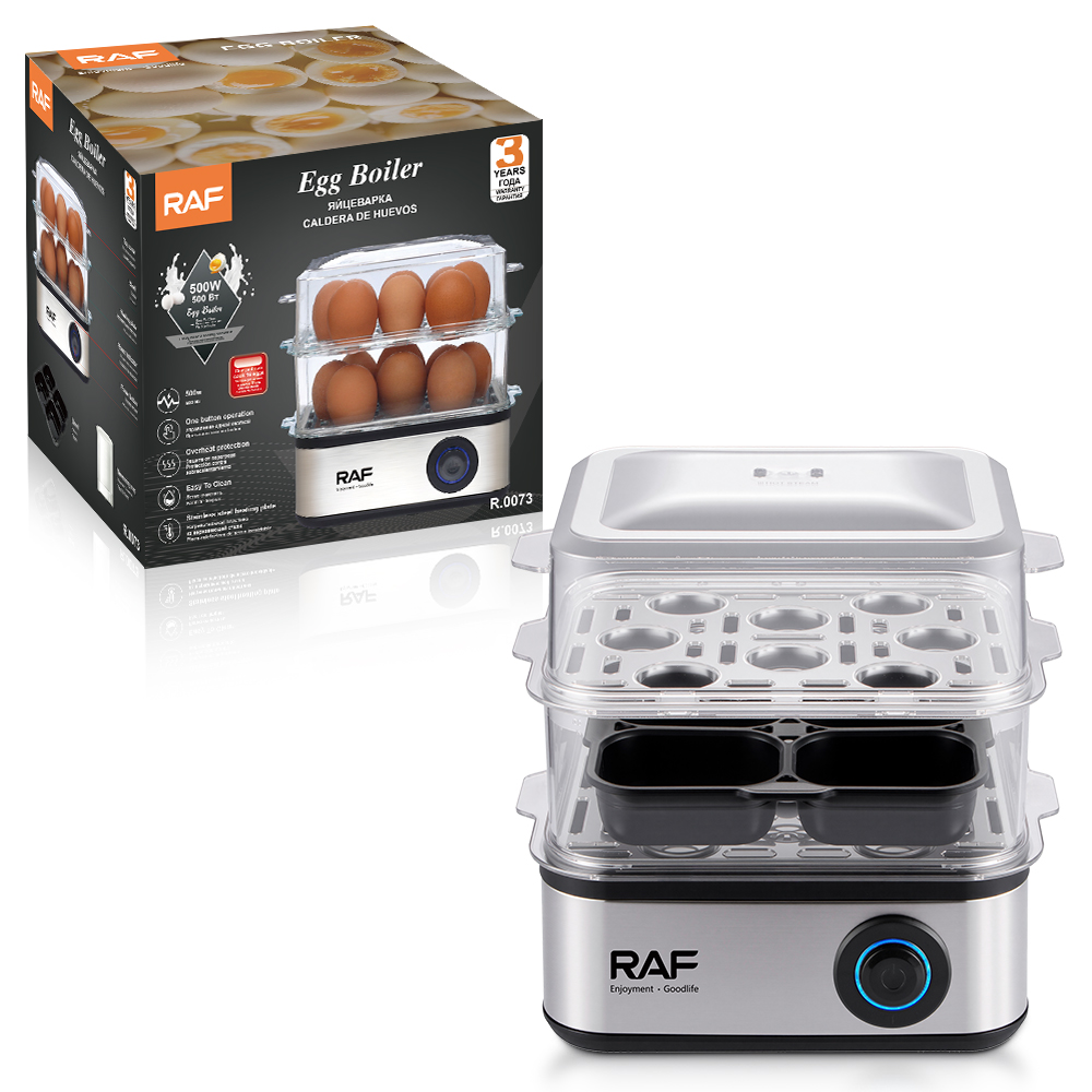 RAF European-style egg cooker, fully automatic household multi-functional double-layer egg cooker, egg steaming and boiling wonder, soft-boiled eggs, hot spring eggs Item Picture