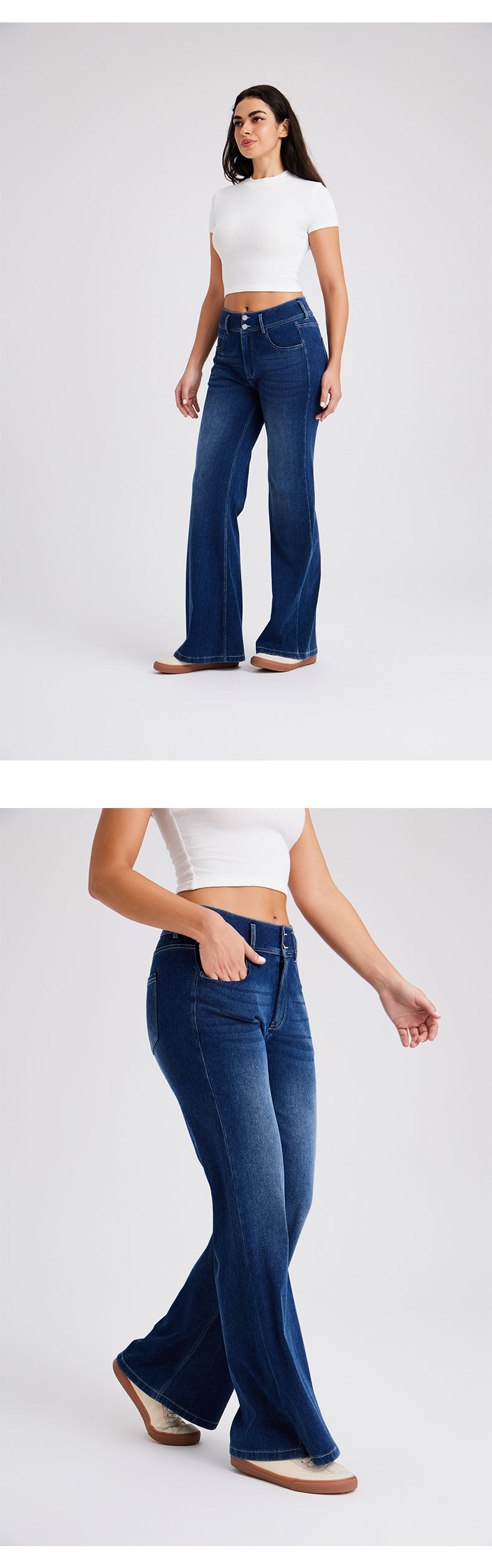 跨境欧美➕非洲大码新款高腰经典款牛仔阔腿裤女猫须马骝高弹显瘦拉链宽松休闲裤 牛仔裤牛仔裤女库存详情图17