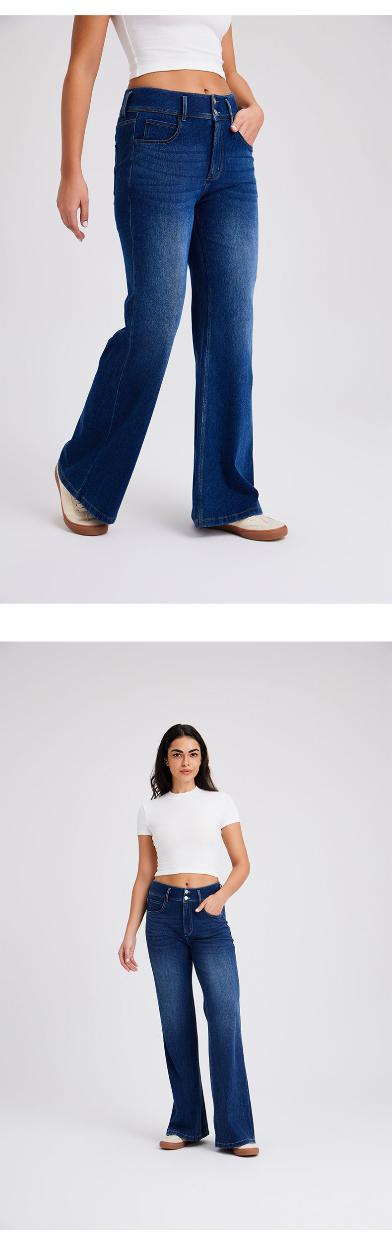 跨境欧美➕非洲大码新款高腰经典款牛仔阔腿裤女猫须马骝高弹显瘦拉链宽松休闲裤 牛仔裤牛仔裤女库存详情图16