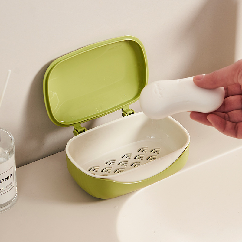 W80-875 Flip-top soap box, bathroom and toilet draining soap box, portable travel soap storage