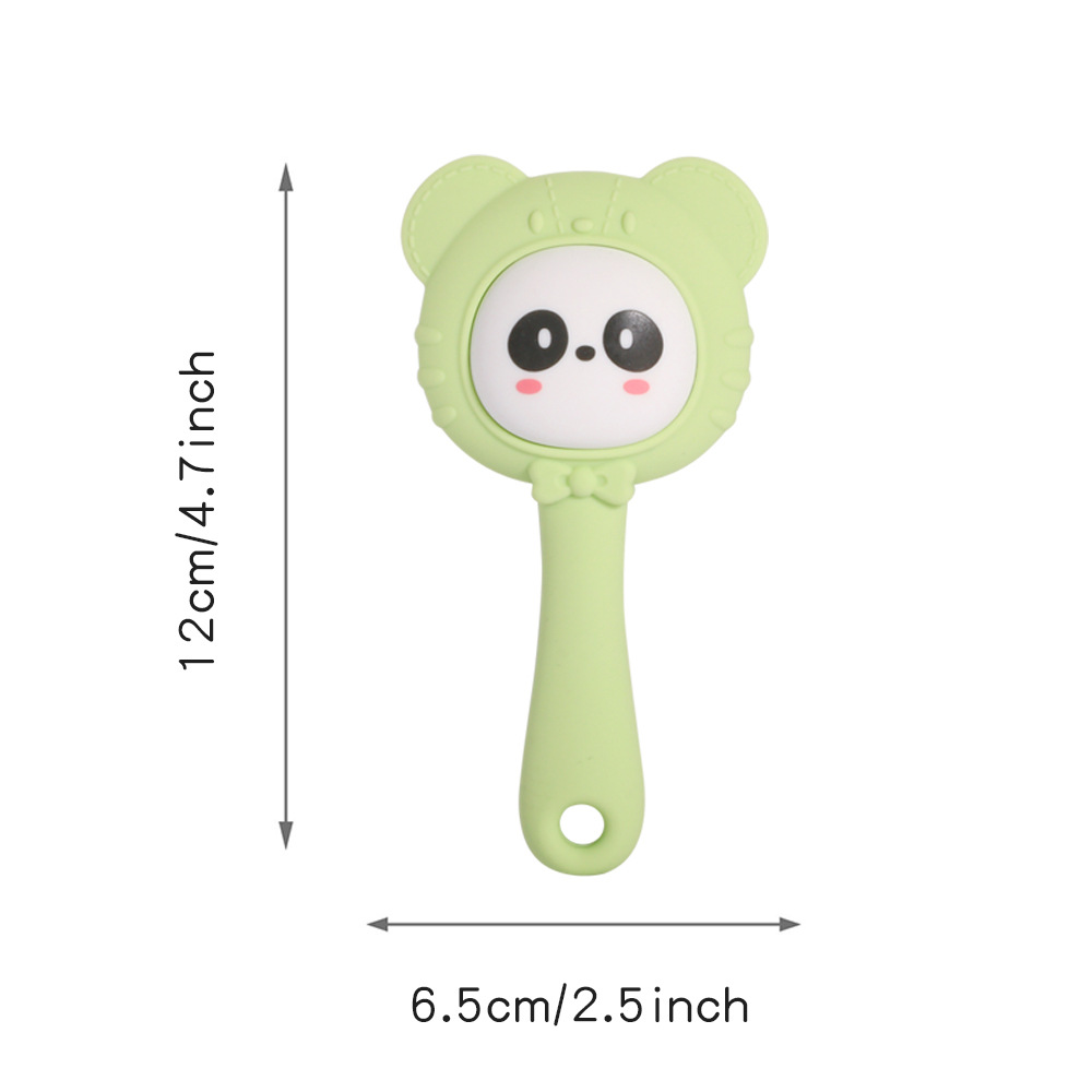 硅胶手摇铃牙胶婴儿早教益智抓握训练宝宝可啃咬磨牙棒