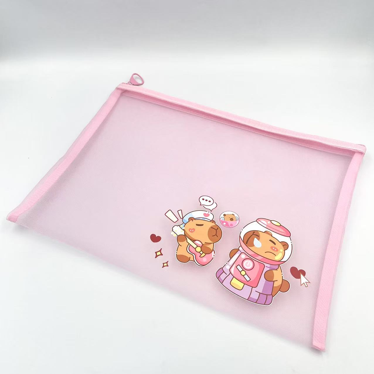 B6 zipper bag, cartoon printed mesh bag, student stationery bag, homework test paper bag, office materials bag Application Scenario
