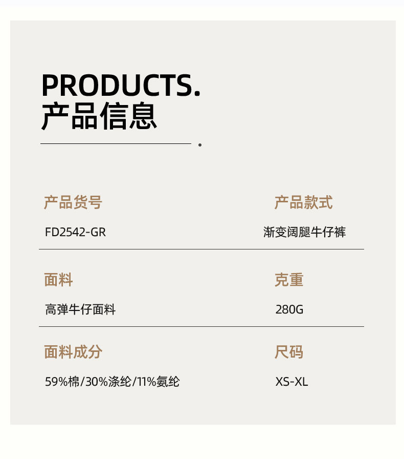 跨境新款渐变牛仔阔腿裤女高腰显瘦多口袋时尚宽松拉链健身休闲裤 牛仔裤女牛仔裤详情图4